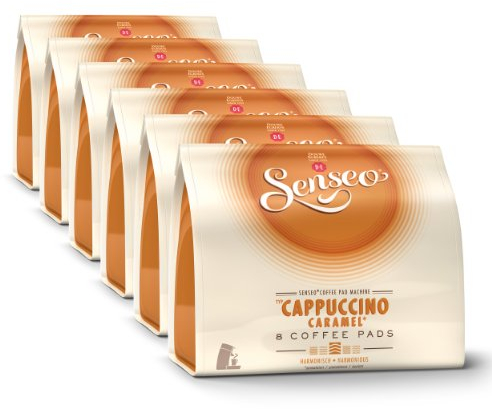 Senseo Cappuccino Caramel, Nouveaux Design, Lot de 6, 6 x 8 Dosettes de Café