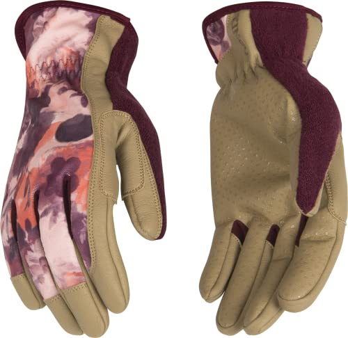 Kinco Garden Glove, 2004W-M, Women’s KincoPro™ Pink Polyester-Spandex Fabric Back, Tan MiraG2™ Grain Synthetic Leather Palm (Medium)