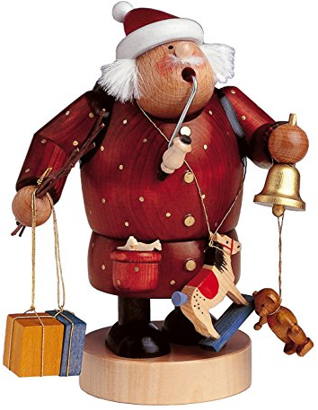 KWO Smoking Man Figurine, Santa Claus, 20 cm, Wood, Multicolour, One Size