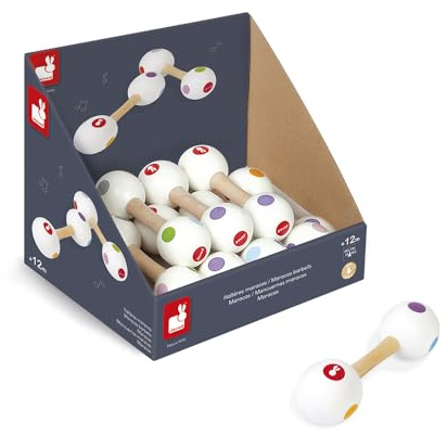 Janod - J07610 - Haltères Maracas Confetti - vendu à l'unité