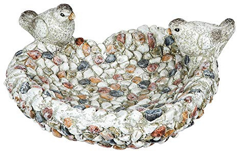 Vogeltränke mit Vögeln 28 cm Stein Mosaik Design wetterfest Magnesia Gartendeko