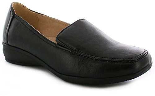Dr Keller Womens Wide Fitting Shoes Ladies Lightweight Moccasin Flat Low Wedge Comfort Fit Smart Casual Formal Office Work Leather Lined Light Weight Loafer Wider Fit Slip On Shoe Size 3-8