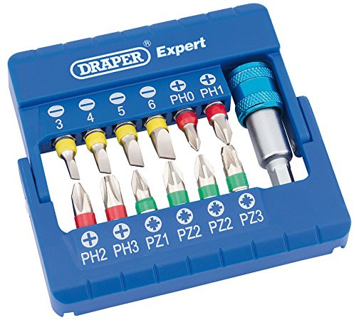 Draper 82401 Färgad skruvmejsel bit set med magnetisk hållare (13 delar)