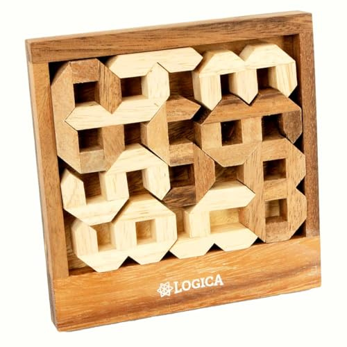 Logica Spiele Art. Numeros – Digigrams – Geometrisches Puzzle aus Edelholz – Schwierigkeitsgrad 4/6 Extreme – Kollektion Euclide