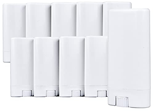 Deodorant Behälter (10-Pack) - 15 ml - 20 Aufkleber - Dreh-Mechanismus und Deckel - leer - nachfüllbare Kosmetikbehälter für hausgemachte natürliche Deodorants, Lippenbalsam, Seife