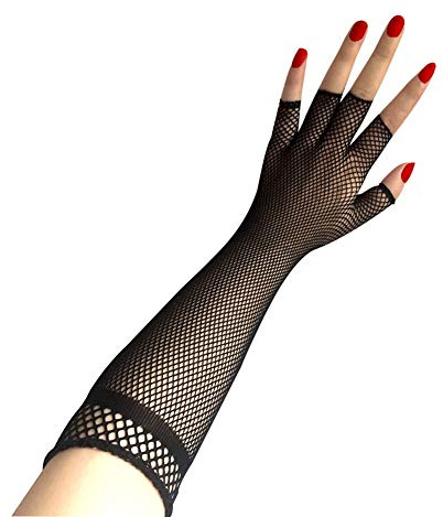 Amorar Sexy Fischnetz Lange Handschuhe Kostüm Zubehör Half-Finger Punk Style Handschuhe Neuheit Handschuhe für Party Night Club Besondere Anlässe Hochzeitshandschuhe
