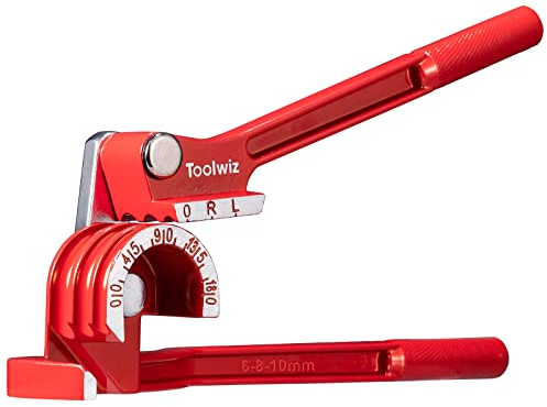 Toolwiz 3-in-1 Manual Pipe Bender 6-8-10mm 180 Degree Tube Bender 1/4'' 5/16'' 3/8'' Heavy Duty ACR Refrigeration System Flexible Copper, Aluminum, Brass Pipes Bending - Red