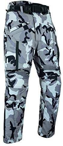 Texpeed Mens Grey Camouflage Waterproof Armoured Motorcycle Motorbike Biker Trousers/Pants With CE Armour (EN 1621-1) - (34W / 32L)