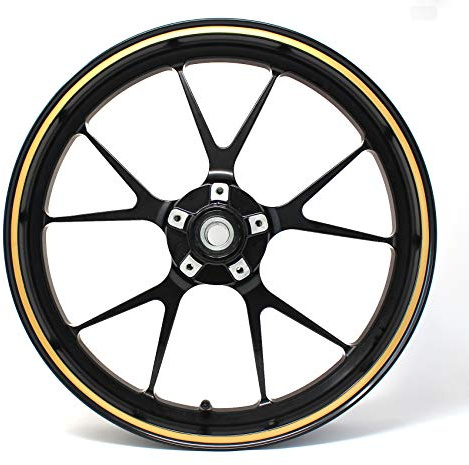 Felgenrandaufkleber Felgenrand Stripes Breite 7mm Matt Glanz Carbon mit Montagetool 16 17 18 19 Zoll Zubehör für Auto Motorrad Felgen Aufkleber (Gold)
