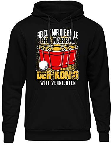 Uglyshirt89 Bier Pong König Männer Herren Kapuzenpullover | Trinkspiel Party Bierpong Sauf Alkohol (XXL)