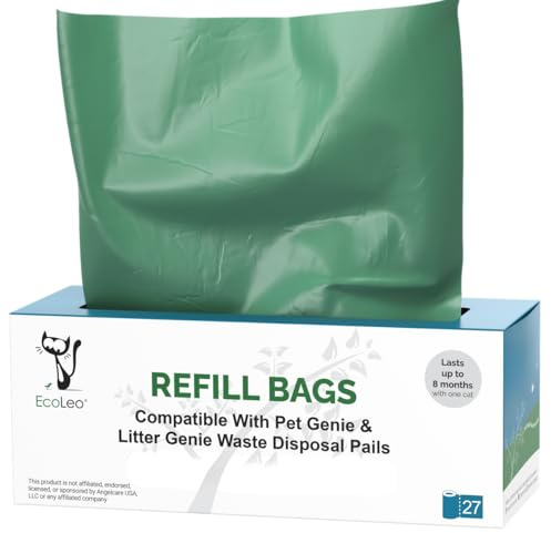 EcoLeo Nachfüllbeutel, kompatibel mit Litter Genie, Litter Champ und Litter Locker, kompostierbar, plastikfrei, ersetzt 4 1/2 Patronen der Namensmarke, umweltfreundlich