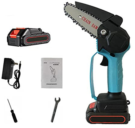 YZJJ Mini Motosega Elettrica Portatile Ricaricabile per Agricoltura, Piccola Motosega Portatile, Mini Motosega A Batteria, Potatura del Giardino