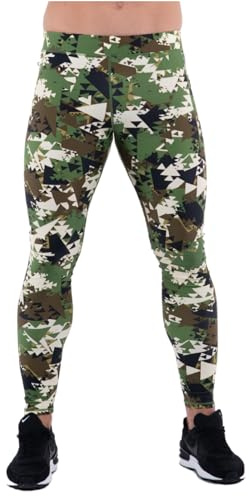 Kapow Meggings Men's Performance Range Leggings Sports Compression with Pockets (Captain Camo, X-Large)