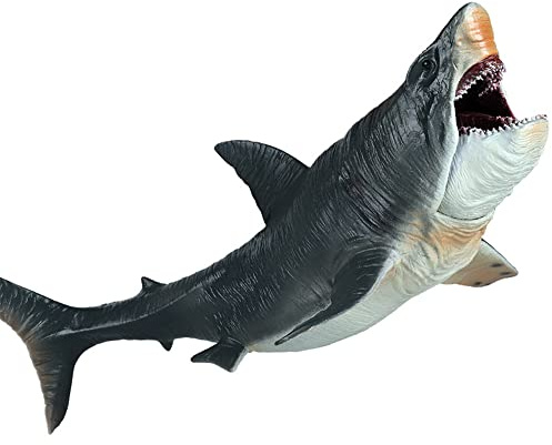 Stor hajleksak megalodon 27 cm, realistisk hajleksak figur, megalodon-hajfigur, djuphavsvarelse plast handmålad ocean djurmodell lekset för badleksaker, tårtlock, samling