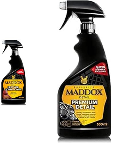 Maddox Detail 30203 Acondicionador De Cuero Y Piel, Negro, 500 Ml + 30102 Premium DetailLimpiador de Salpicaderos con Abrillantador