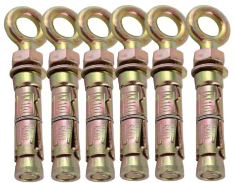 Expansion Eye Bolts (Shield Eye Bolts) Super Heavy Duty Anchor Bolts For Securing Concrete/Masonry (Multiple Sizes) *FIXINGS DIRECT* (M6 X 80MM (6PCS))