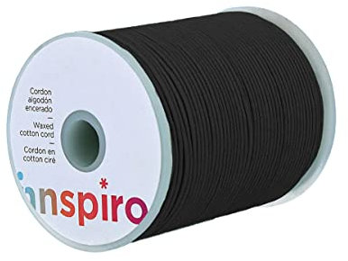 INNSPIRO Cordón algodón Encerado Fino Negro 1,0mm. 100m.