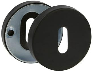 Amig - Schlüssellochrosette für Türgriffe mit Rundrosette - Mod. 4RX - Ø53 mm - Für Buntbartschlösser - Ø53 mm, Stärke 8 mm - Set mit 2 Schlüssellochrosetten inklusive Schrauben - Schwarzer Edelstahl