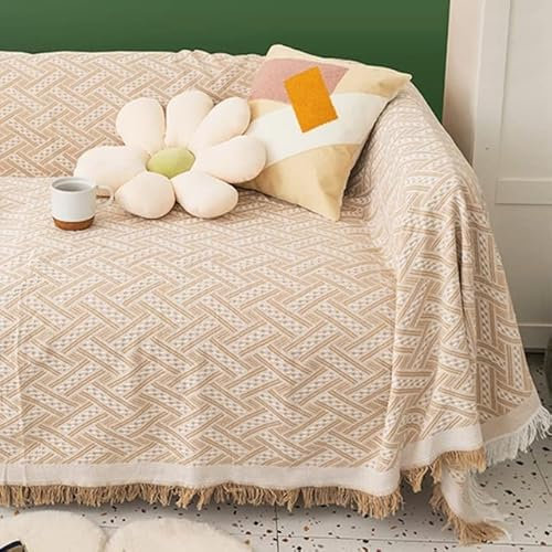 AITIHYA Gestrickte Sofadecken Gitterüberwurfdecke für die Couch im Freien Picknickmatte Matte Couch Schutzhülle Staubdichte Tischdecke-S3 Picknickdecke,XL 130x180cm
