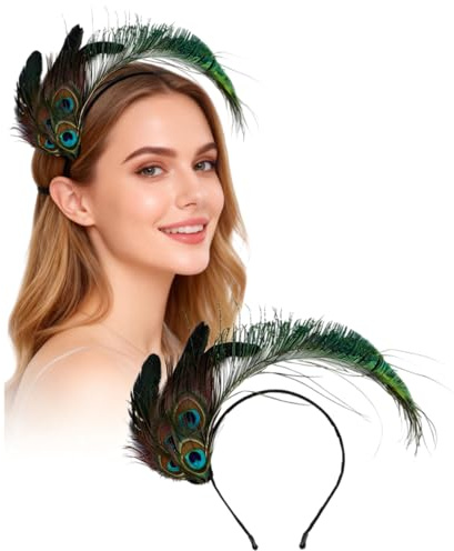 FOMIYES 1Pcs Flapper Stirnband Pfau Kopfschmuck Karnevalskostüm Fascinator Haar Kopfschmuck Showgirl Für