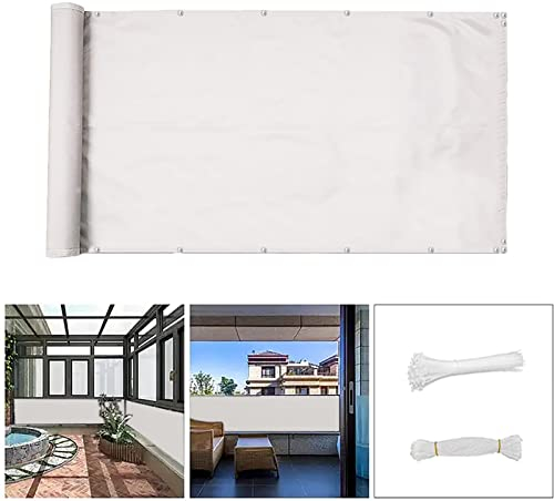 QINGLV Brise Vue Balcon 80x300cm Balcon Brise Vue Opaque Imperméable Brise Vue pour Extérieur Balcon pour Jardin Terrasse ExtéRieur -Blanc