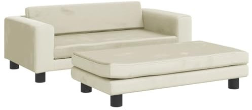 vidaXL Hundebett, Hundekissen mit Verlängerung für extra Schlafbereich, Hundesofa Hundecouch für kleine Hunde Haustiere, Haustierbett Katzenbett, Creme Samt