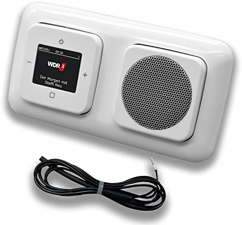 Busch Jäger DAB+ (DAB PLUS) Unterputz Radio 8215U-101 Reflex SI alpinweiß, Set mit Lautsprecher, Abdeckungen und Rahmen inkl. 0,9 m EBROM Wurfantenne zur Empfangsoptimierung - 8215 U – 101