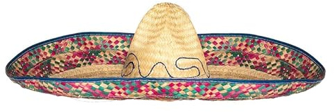 TrendandStylez Sombrero, ⌀ 70cm, bunt, Strohhut Mexikaner, Gaucho, Ethno Hut, Sonnenhut für Damen und Herren, für JGA, Mottoparty, Karneval