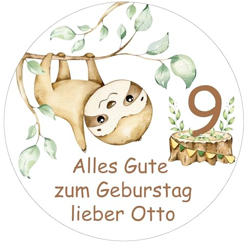 Tortenbild Muffin Topper Faultier personalisiert mit Text für Geburtstag - Fondant, Oblate oder Dekorpapier Plus