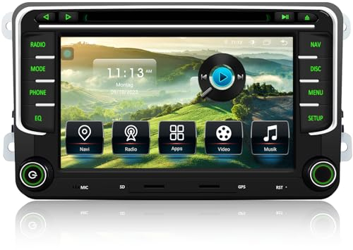 Autoradio per VW Golf 5 6 T5 Polo Sharan Passat Tiguän [Android 13.0 4 GB+64 GB 2.0 Ghz] CAWELL 7 Pollici HD Dual DIN Radio con 4G/Navi/Bluetooth WiFi/GPS/RDS/USB/FM/SD/RCA DVD/Carplay CD