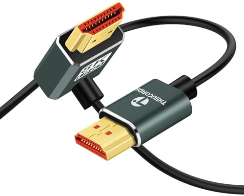 Thsucords Ultradünnes 8K HDMI Winkelstecker 2.1 90 Grad Abwärtswinkelkabel 0.5M,Flexibles Schlankes Hochgeschwindigkeitskabel, Unterstützt 4K @120Hz, 8K @60Hz, Kompatibel mit Roku TV/HDTV/PS5/Blu-ray