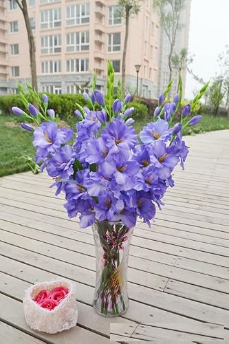 Generic 5 PCS Artificial Gladiolus Flower with Stem Lifelike DIY Flower Arrangement Ornament Wedding Gladiolus Flower for Home Farmhouse Office Decoration (blue)
