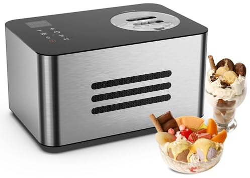 HLGKBY Gelatiera Automatica, Macchina per Gelato Fatta in casa in Acciaio Inossidabile con 4 modalità, con compressore, Facile da Usare