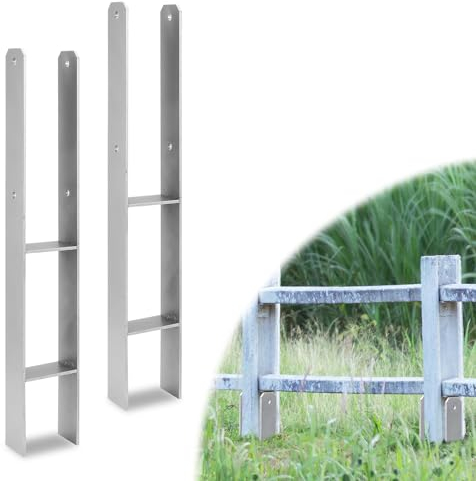 Fogmiea Lot de 6 supports de poteau d'ancrage en H - Largeur : 121 mm - Longueur : 600 mm - Épaisseur du matériau : 5 mm