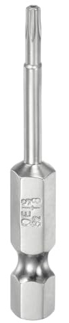 sourcing map Punta Torx di sicurezza T8 da 1/4 di pollice con gambo esagonale da 5,1 cm in acciaio S2 magnetico resistente alle manomissioni cacciavite a stella testa Torx con foro per punte da