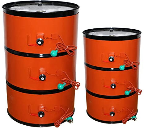 YIJIEHH Silicone Heater, Metal Drum Pail Heater for 53/55 Gallon,Drum Pail Heater, Oil Drum Heater Belt with Thermostat, 20-200L Drum Heating Silicone Pad for Oil Drums-200L 4.9×68.5in 1000W