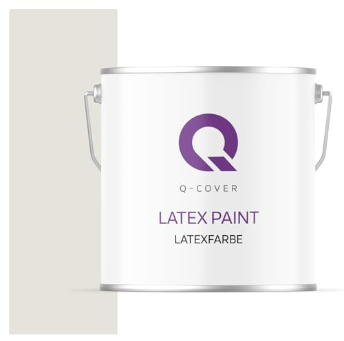 Q-COVER Latexfarbe 5L Weiß-grau – Matte Innenfarbe für Wand & Decke, Klasse 3, Hohe Deckkraft, Scheuerfest