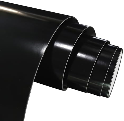 FORBELL Permanentes Vinylfolie, 30,5 cm x 5 m Selbstklebende Plotterfolie Vinyl (Glänzend Schwarz, 30,5cm × 5m)