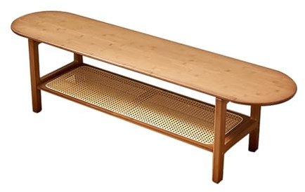 CMYAOYC TV-Ständer, Couchtisch mit Stauraum, TV-Konsole aus Bambus-Rattan, TV Schrank Tv Sideboard Kommode Tv mit 2 Offenen Regalen, TV-Schrank Fernseh Sideboard, TV Tisch(140cm/55)