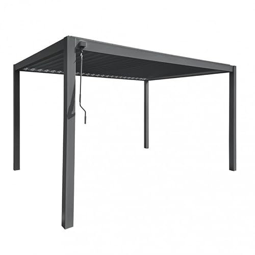 PERGOLA BIOCLIMATICA 3X4 H240 ALLUMINIO ANTRACITE CON DOPPIA LAMELLA ORIENTABILE