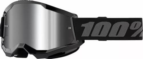 Parts Europe 100% Unisex Erwachsene MX Cross Brille Strata 2 schwarz - mirror Lens