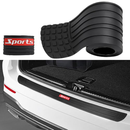 VOAKZEF Protezione universale del paraurti posteriore dell'auto, Striscia di protezione del bagagliaio in gomma nera sportiva, per Auto