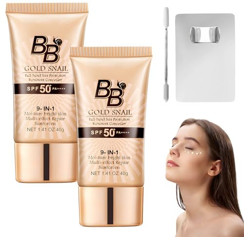 Bb Cream SPF 50 Crème de jour teintée avec indice de protection solaire Teinte uniforme de la peau, s'adapte naturellement avec la palette d'anneaux et le bâton, respirante et légère, couleur