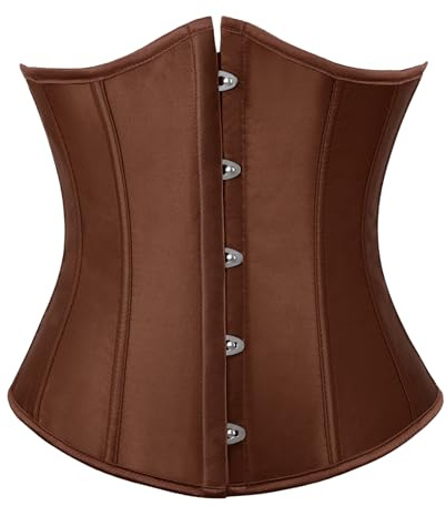 TRIWORKS Women's Underbust Corset Satin Waist Cincher Lace Up Corset | Underbust Boned Brocade Waist Training Halloween Gold, 6XL
