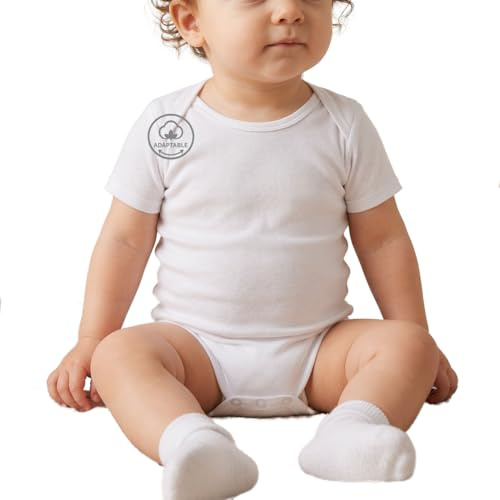 FERRYS 2616 Body Bebé Blanco Manga Corta Cuello Americano | Tejido Adaptable, Transpirable