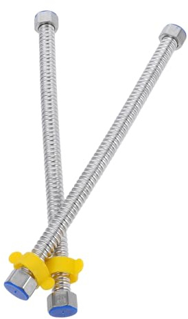 Veemoon 2 Pièces Tuyau Flexible pour Chauffe Eau Acier Inoxydable à Haute Température et Pression Compatible Lave Linge et Appareils