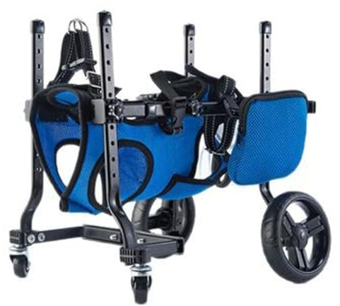 Hunderollstuhl für Rückenbeine, verstellbare Beine, Vordergliedmaßen und Hüftstütze, Wagen, Rehabilitation, Haustier-Rollstuhl, Haustier-Rollstuhl für kleine bis mittelgroße Haustiere, Hunde, Katzen