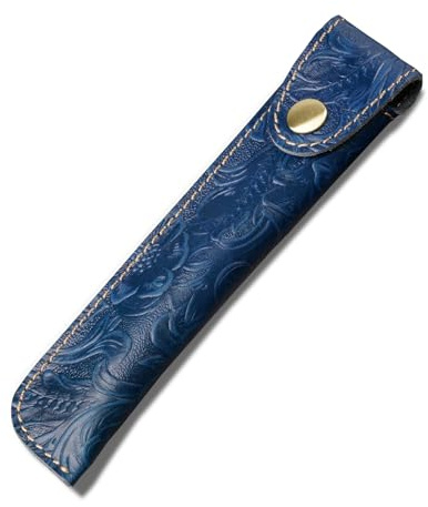 Kaizuca Stylo Doux Housse, Porte Stylo Cuir, Étui Stylo Cuir, avec Bouton Métal, Cuir Véritable Fait Main, Portatif, pour Stylo Plume, Stylo à Bille, Stylus