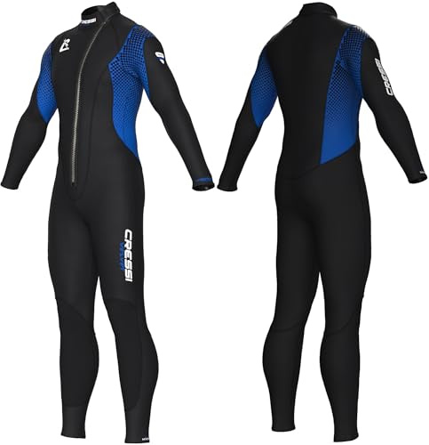 CRESSI dal 1946 Velvet Man-Muta Monopezzo Uomo in Neoprene Bifoderato Ultra Stretch 3mm con Cerniera Anteriore Diagonale per una Comoda procedura di Vestizione e Svestizione-Nero/Blu-S/2