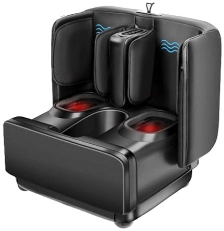 Masseur Pied Avec Chaleur, Masseur Mollets Et Pieds 2-en-1 Appareil De Massage Pieds Shiatsu Pour Fasciite Plantaire Et Neuropathie, Chauffe-pieds Électrique Pour Cadeau Femmes Et Hommes(Black)